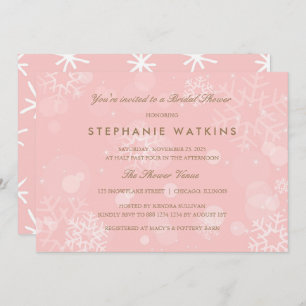 Invitation Fête des mariées de flocons de neige rose et blanc