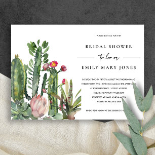 Invitation Fête des mariées DE FOLIAGE CACTI FLORAL ROSE