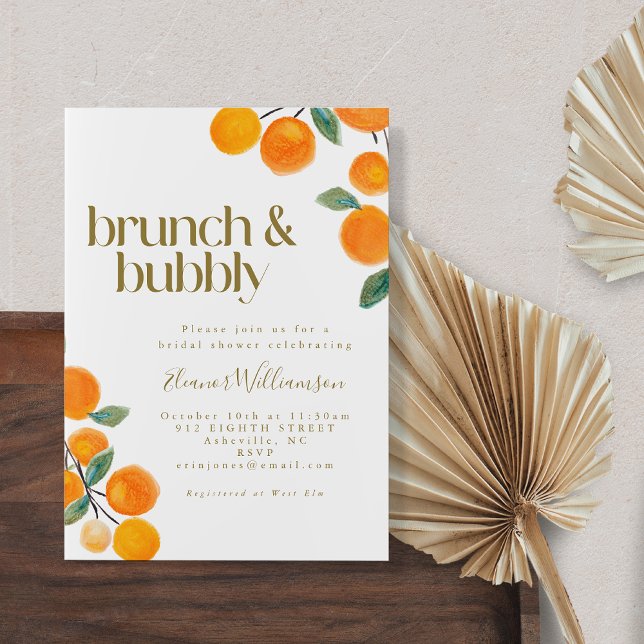 Invitation Fête des mariées de fruits d'agrumes orange Brunch (Créateur téléchargé)