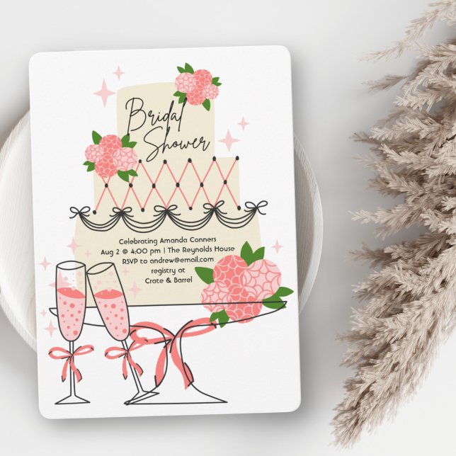 Invitation Fête des mariées de gâteau moderne (Créateur téléchargé)