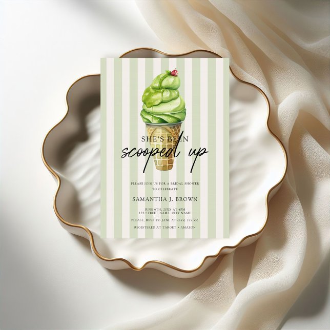 Invitation Fête des mariées de glace moderne Matcha (Créateur téléchargé)