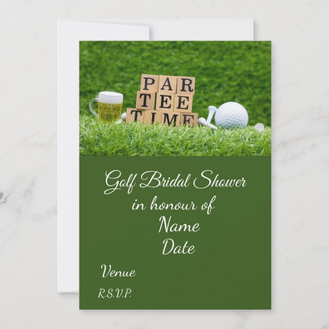 Invitation Fête des mariées de golf avec balle de golf Enregi (Devant)