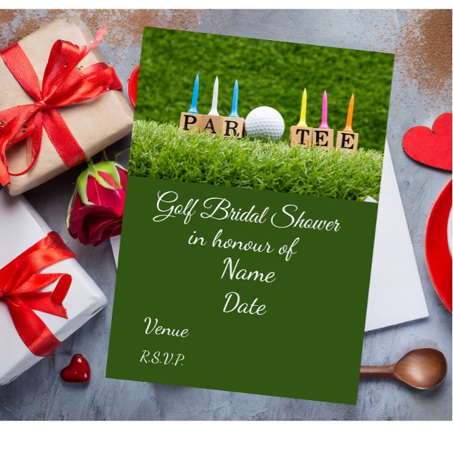 Invitation Fête des mariées de golf avec balle de golf Enregi (Créateur téléchargé)