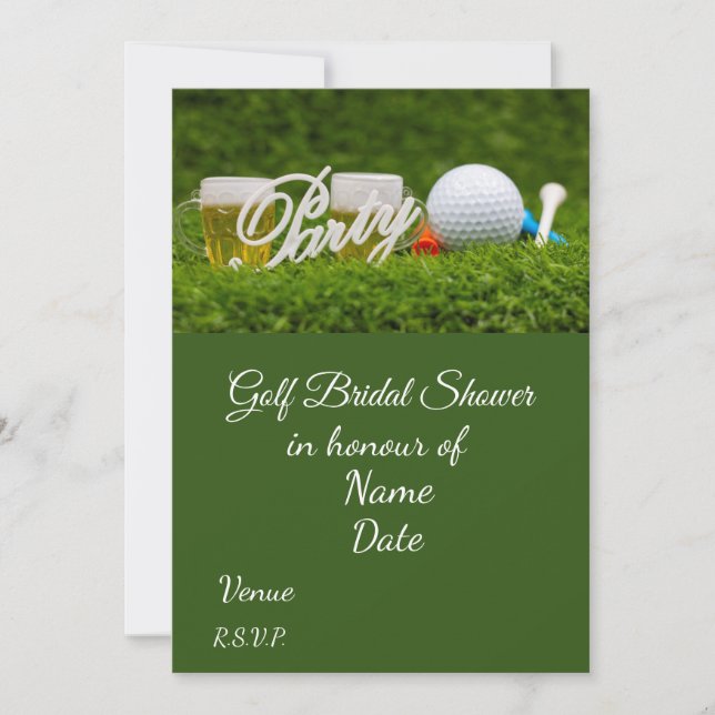 Invitation Fête des mariées de golf avec balle de golf Enregi (Devant)