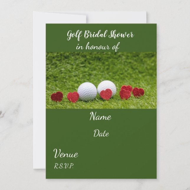 Invitation Fête des mariées de golf avec balle de golf et coe (Devant)