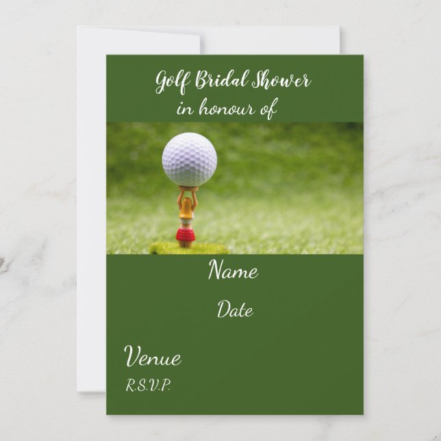Invitation Fête des mariées de golf avec golf (Devant)