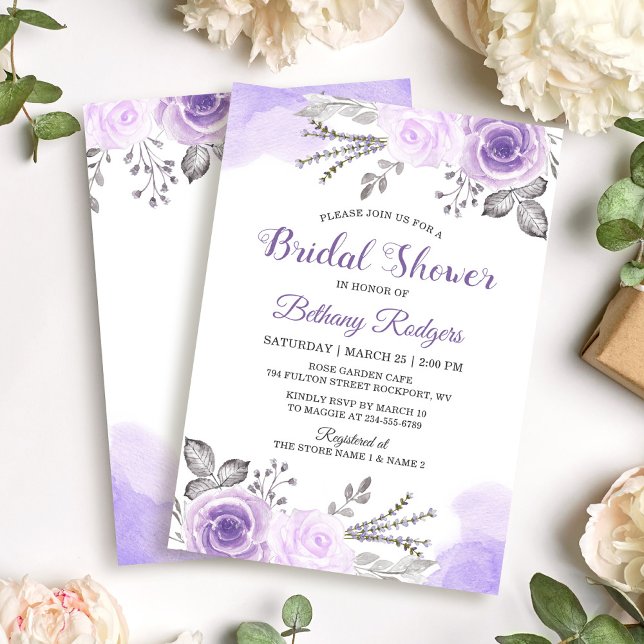 Invitation Fête des mariées de jardin chic Pastel Purple Rose (Créateur téléchargé)