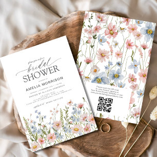 Invitation Fête des mariées de jardin Fleur sauvage QR Code