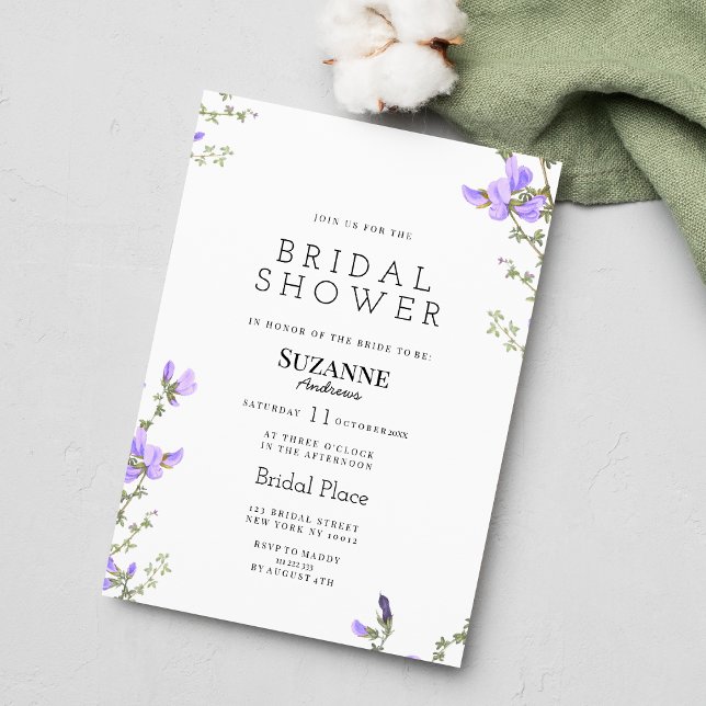 Invitation Fête des mariées de jardin vert lilas de printemps (Spring lilac green wildflower garden Bridal Shower )