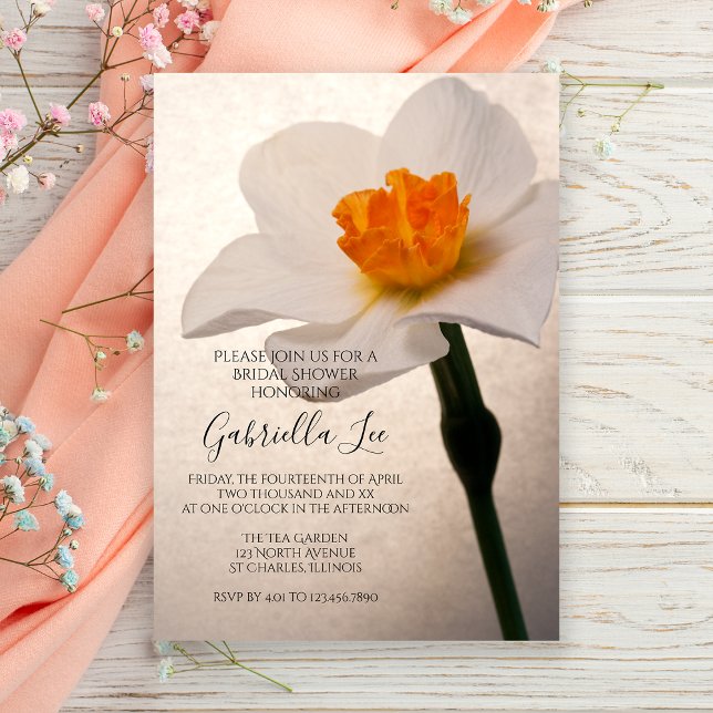 Invitation Fête des mariées de jonquille à ressort blanc (Créateur téléchargé)