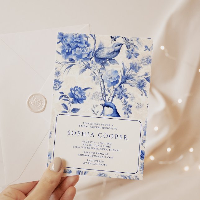 Invitation Fête des mariées de la Chinoiserie Bleue et Blanch (Créateur téléchargé)