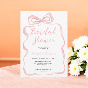 Invitation Fête des mariées de la corbeille d'aquarelle rose 