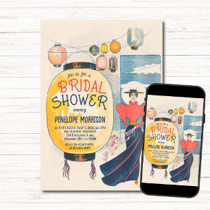 Invitation Fête des mariées de la femme vintage et des lanter