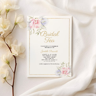 Invitation Fête des mariées de la fête du thé rose floral Pas