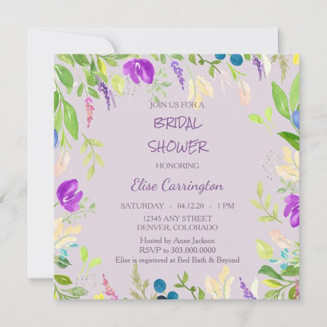 Invitation Fête des mariées de la frontière florale de l'orch (Devant)
