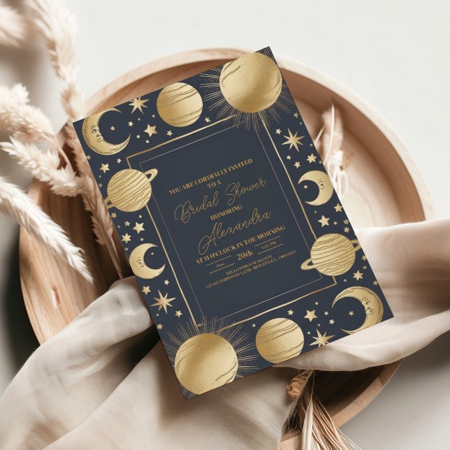 Invitation Fête des mariées de la lune de croissant céleste d (Créateur téléchargé)