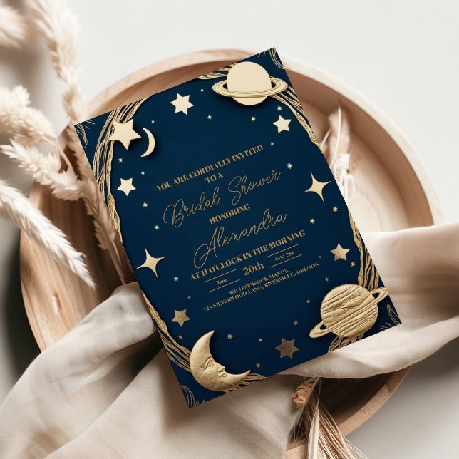 Invitation Fête des mariées de la lune de croissant céleste d (Créateur téléchargé)