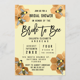 Invitation Fête des mariées de la mariée à l'abeille