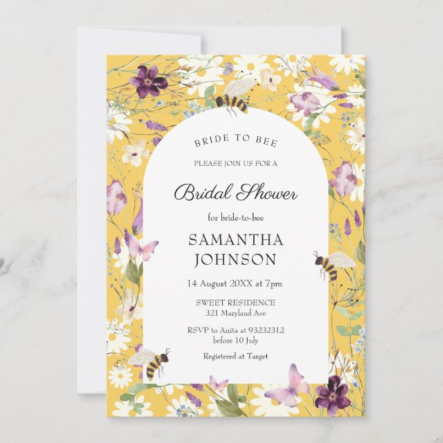 Invitation Fête des mariées de la mariée fleur sauvage à l'ab (Devant)