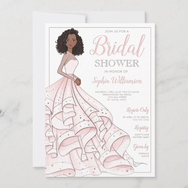 Invitation Fête des mariées de la mariée noire afro-américain (Devant)