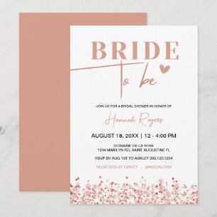 Invitation Fête des mariées de la mariée rose d'or