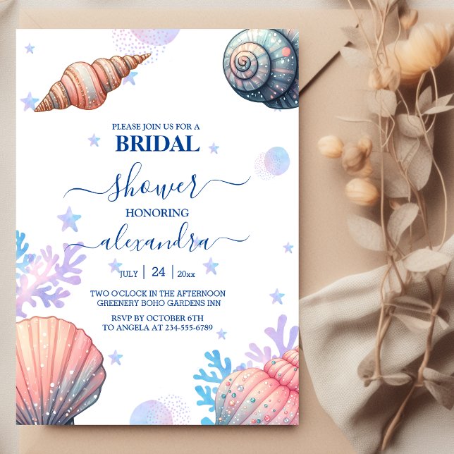 Invitation Fête des mariées de la marine de mariage Blue Seas (Créateur téléchargé)