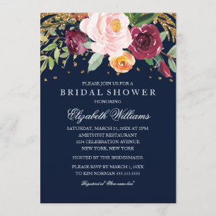 Invitation Fête des mariées de la Parties scintillant florale