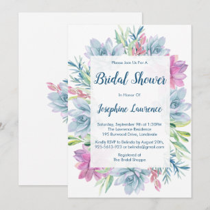 Invitation Fête des mariées de l'aquarelle Succulents
