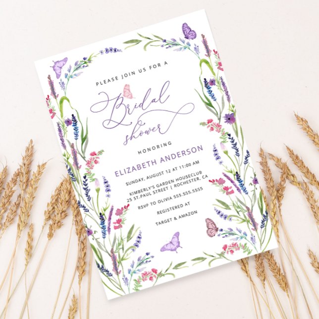 Invitation Fête des mariées de lavande florale tendance (Créateur téléchargé)
