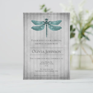 Invitation Fête des mariées de libellules à bijoux turquoises