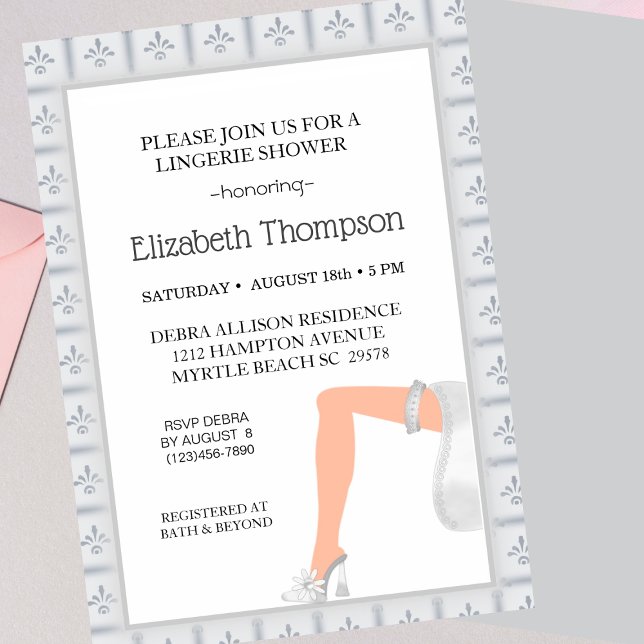 Invitation Fête des mariées de lingerie élégant argent (Créateur téléchargé)