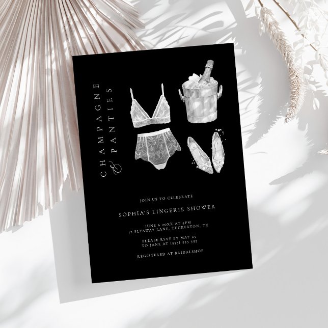 Invitation Fête des mariées de lingerie moderne noire (Créateur téléchargé)