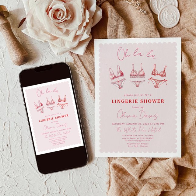 Invitation Fête des mariées de lingerie rose Flirty Bachelore (Créateur téléchargé)