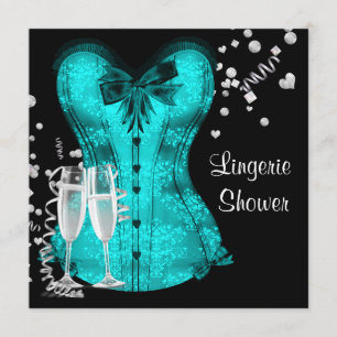 Invitation Fête des mariées de lingerie Turquoise noire
