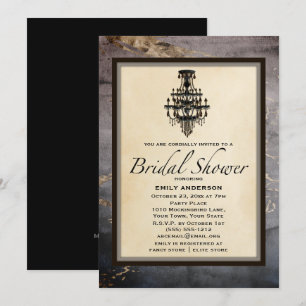 Invitation Fête des mariées de lustre vintage en marbre noir