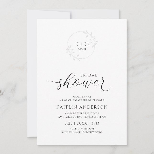 Invitation Fête des mariées de luxe élégante calligraphie rom (Devant)