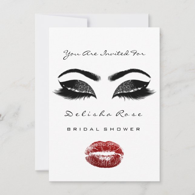 Invitation Fête des mariées de maquillage noir blanc Kiss rou (Devant)