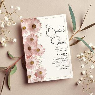 Invitation Fête des mariées de marguerite en or rose vif bota