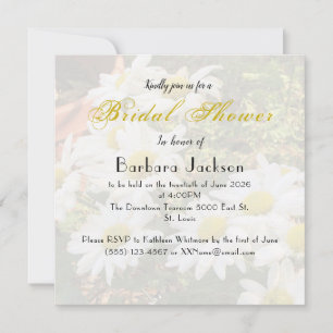 Invitation Fête des mariées de marguerites et de scripts jaun