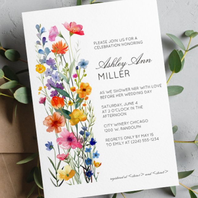 Invitation Fête des mariées de Mariage de détail floral minim (Créateur téléchargé)