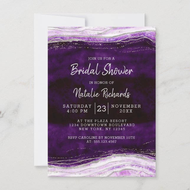 Invitation Fête des mariées de Mariage de la tranche de géode (Devant)