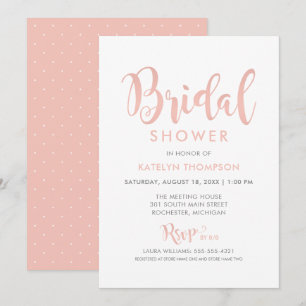 Invitation Fête des mariées de Mariage de script or Rose mode
