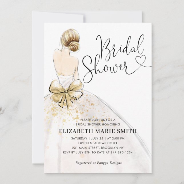Invitation Fête des mariées de Mariage d'or blanc de mariée m (Devant)
