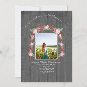 Invitation Fête des mariées de Mariage en bois rose rustique 