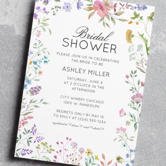 Invitation Fête des mariées de Mariage Fleur sauvage simple e (Créateur téléchargé)