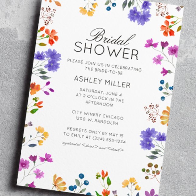 Invitation Fête des mariées de Mariage Fleur sauvage simple e (Créateur téléchargé)