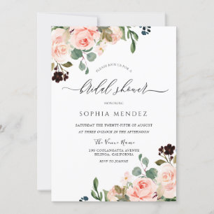 Invitation Fête des mariées de Mariage floral d'aquarelle