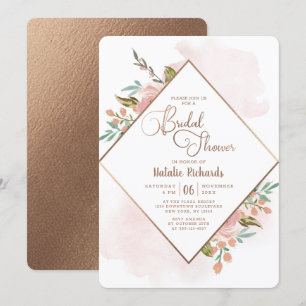 Invitation Fête des mariées de Mariage Floral Vintage Rose