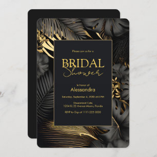 Invitation Fête des mariées de Mariage moderne Black Gold Tro
