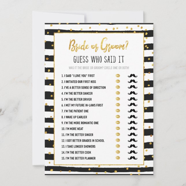 Invitation Fête des mariées de mariage ou jeu de chambre | Co (Devant)